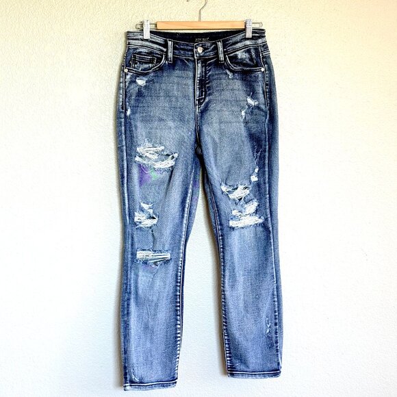 Judy Blue Boyfriend Fit Distressed Stretch Denim Jeans Size 7/28 - Picture 1 of 11